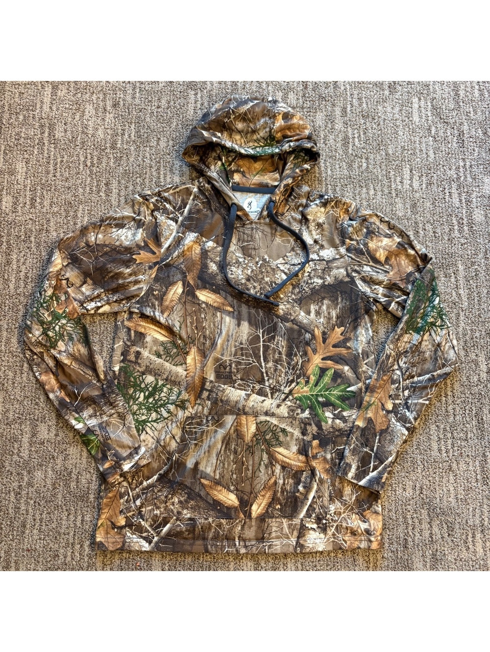 Browning men’s long sleeve lightweight hooded tshirt camouflage size Small